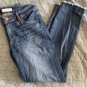 LOFT Curvy Skinny Fit Raw Edged Jeans